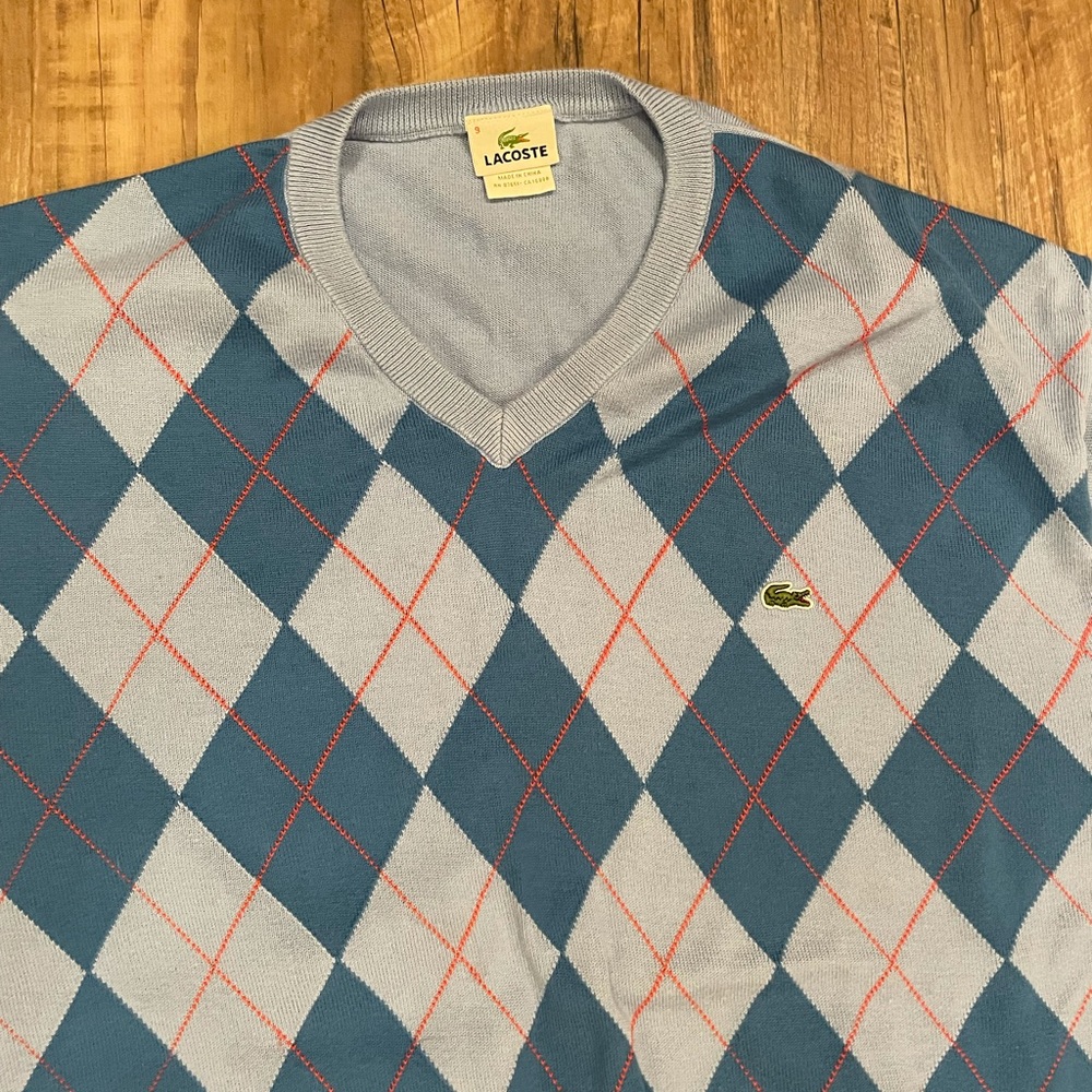 Authentic Light Blue Vintage Lacoste Cardigan Sweater XXL in Great Condition